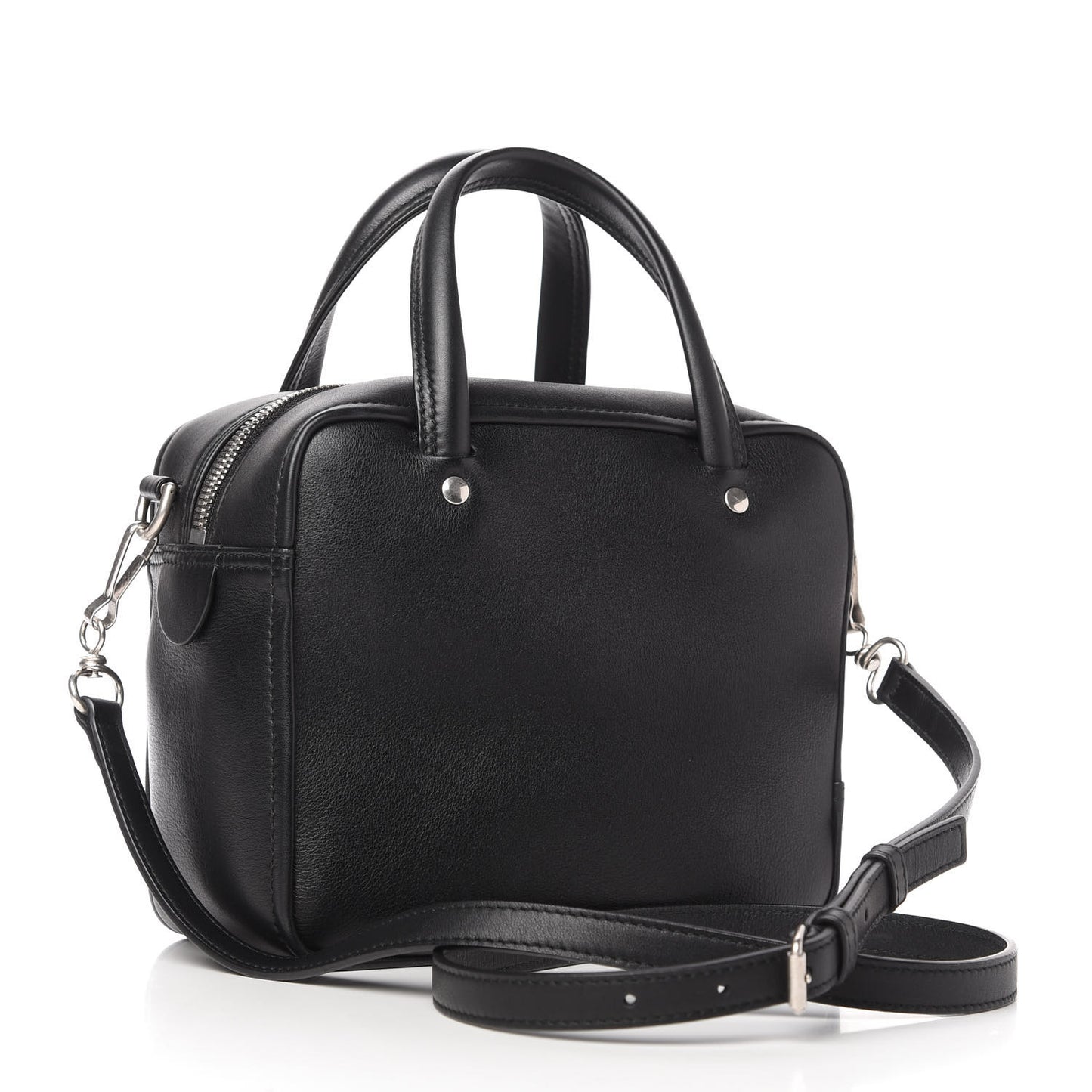Shiny Day Calfskin XS Triangle Square Bag Black