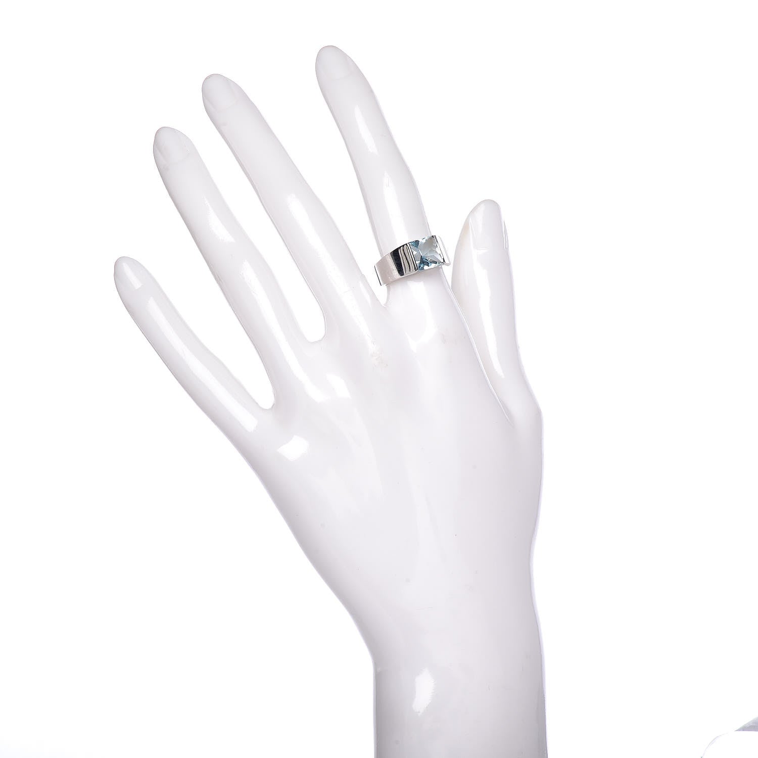 Cartier 18K White Gold Aquamarine Tank Ring 49 4.75 2 of 5