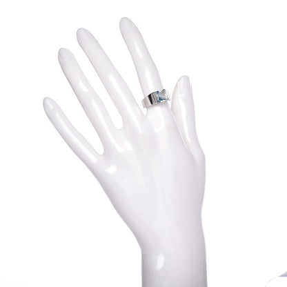Cartier 18K White Gold Aquamarine Tank Ring 49 4.75 2 of 5