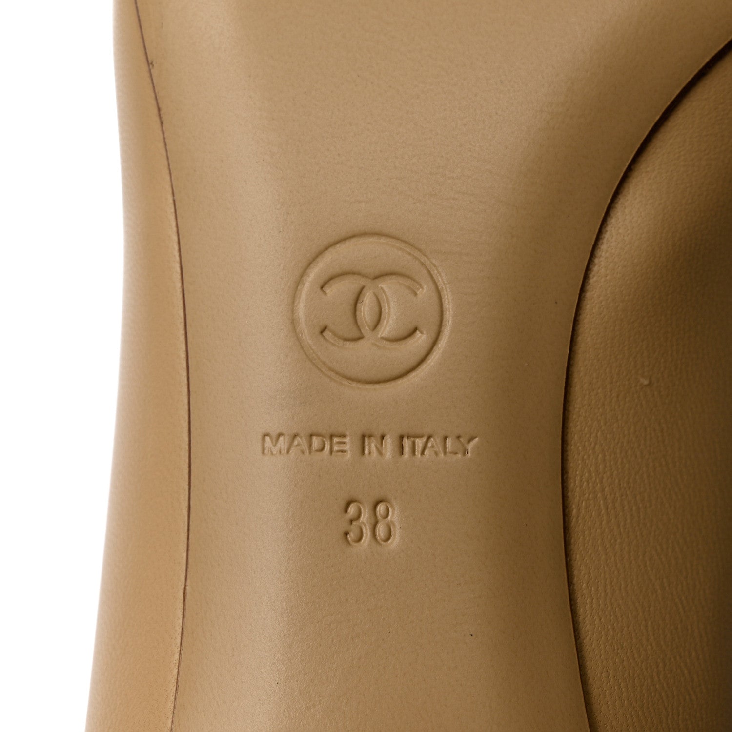 Chanel Lambskin Patent Cap Toe CC Pumps 38 Beige Black 8 of 11