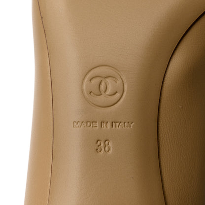 Chanel Lambskin Patent Cap Toe CC Pumps 38 Beige Black 8 of 11