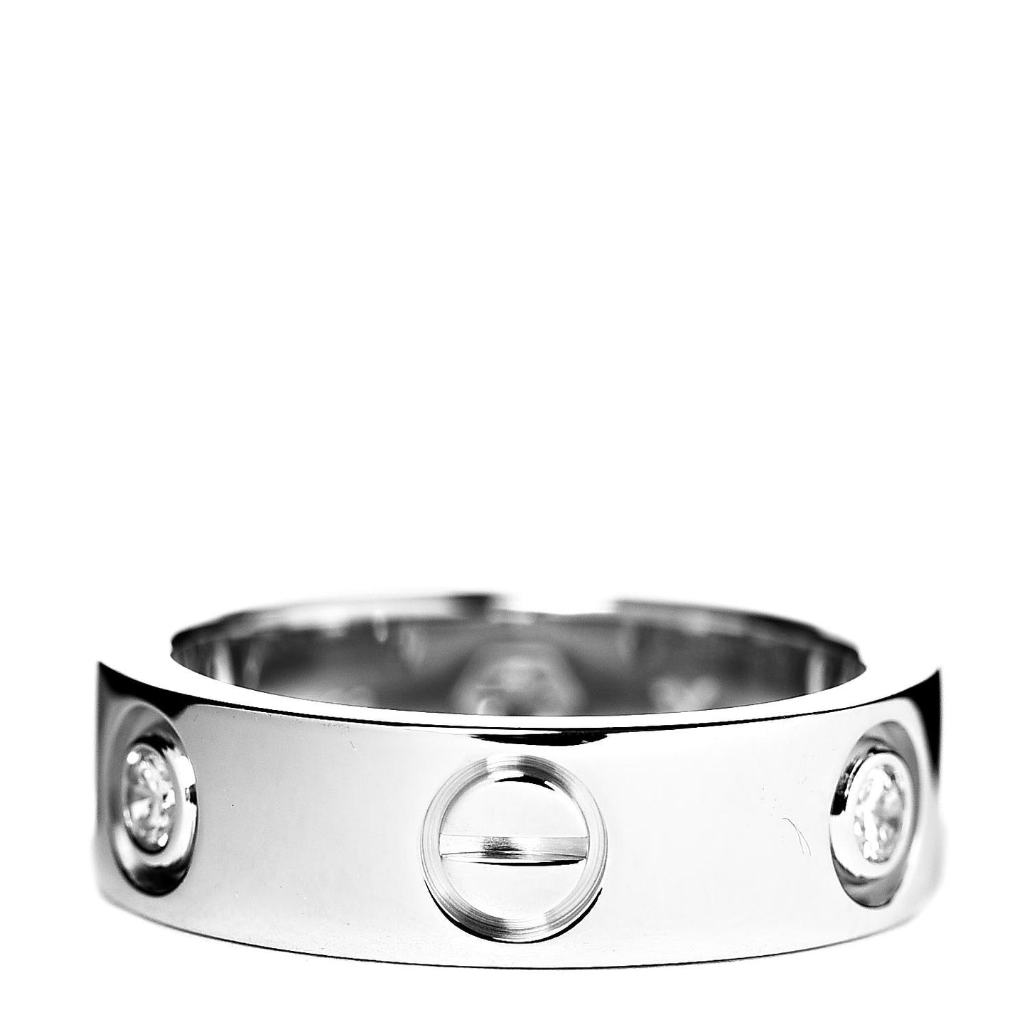 18K White Gold 3 Diamond 5.5mm LOVE Ring 49 4.75