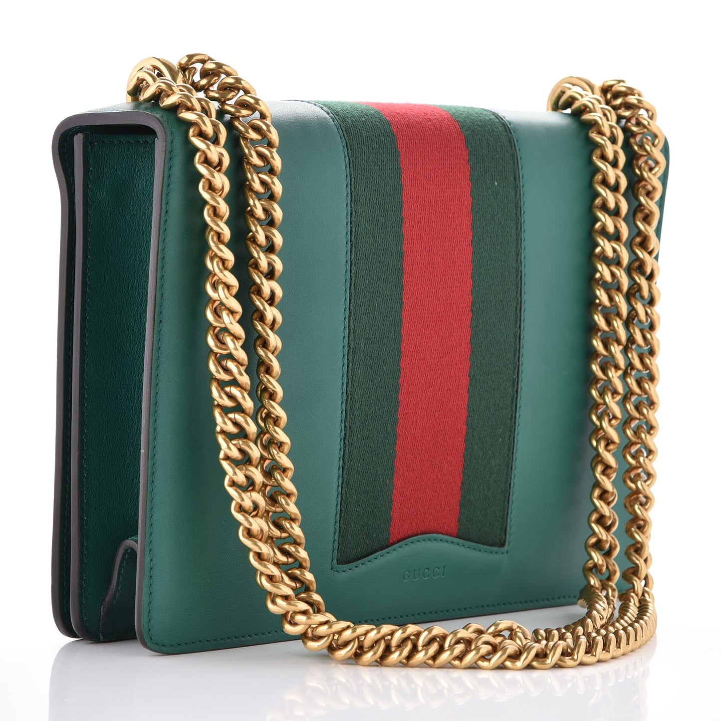 Calfskin Peony Medium Chain Shoulder Bag Bottle Green