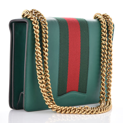 Gucci Calfskin Peony Medium Chain Shoulder Bag Bottle Green 4 of 11