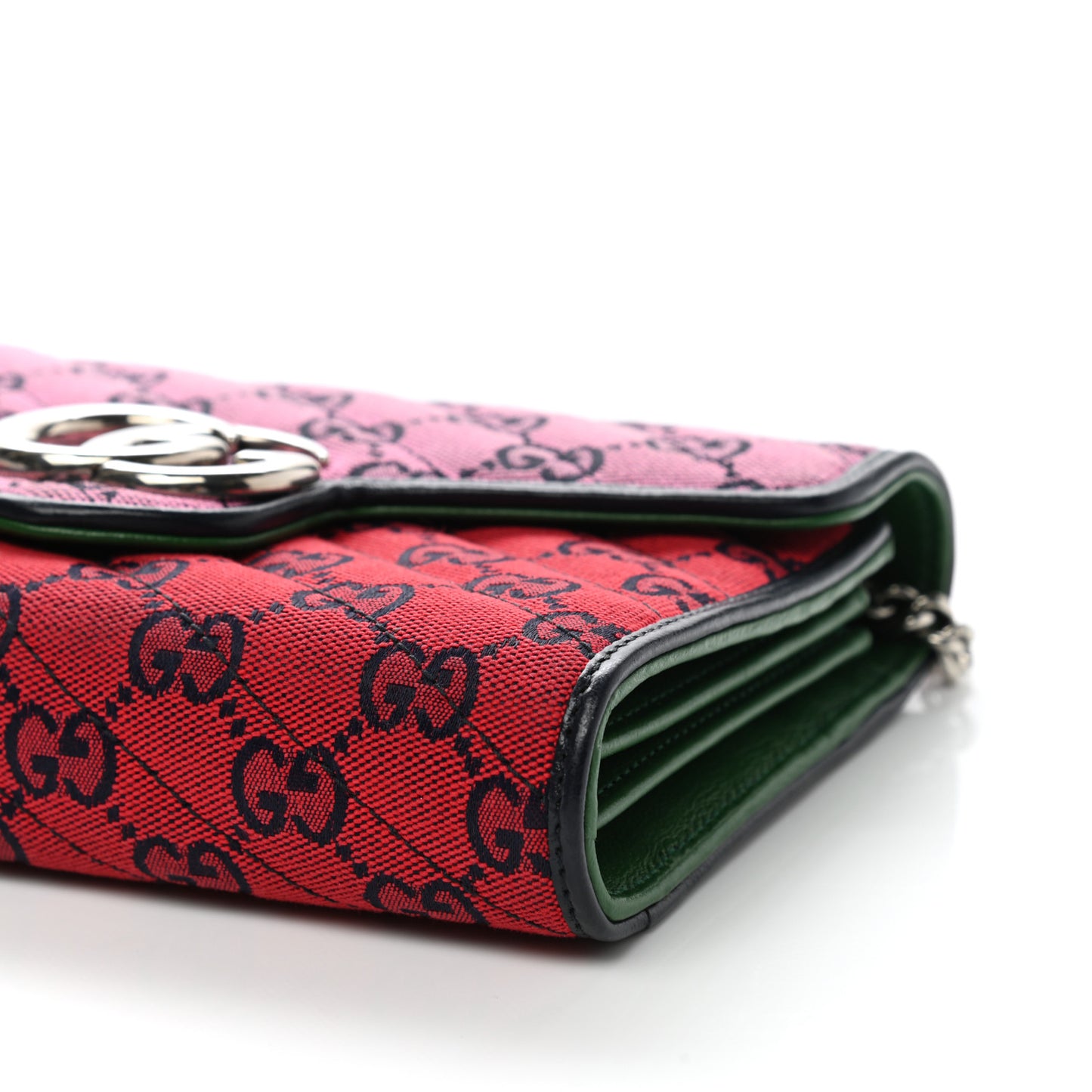 Monogram Multicolor Matelasse Diagonal GG Marmont Chain Wallet Red Blue Pink Green