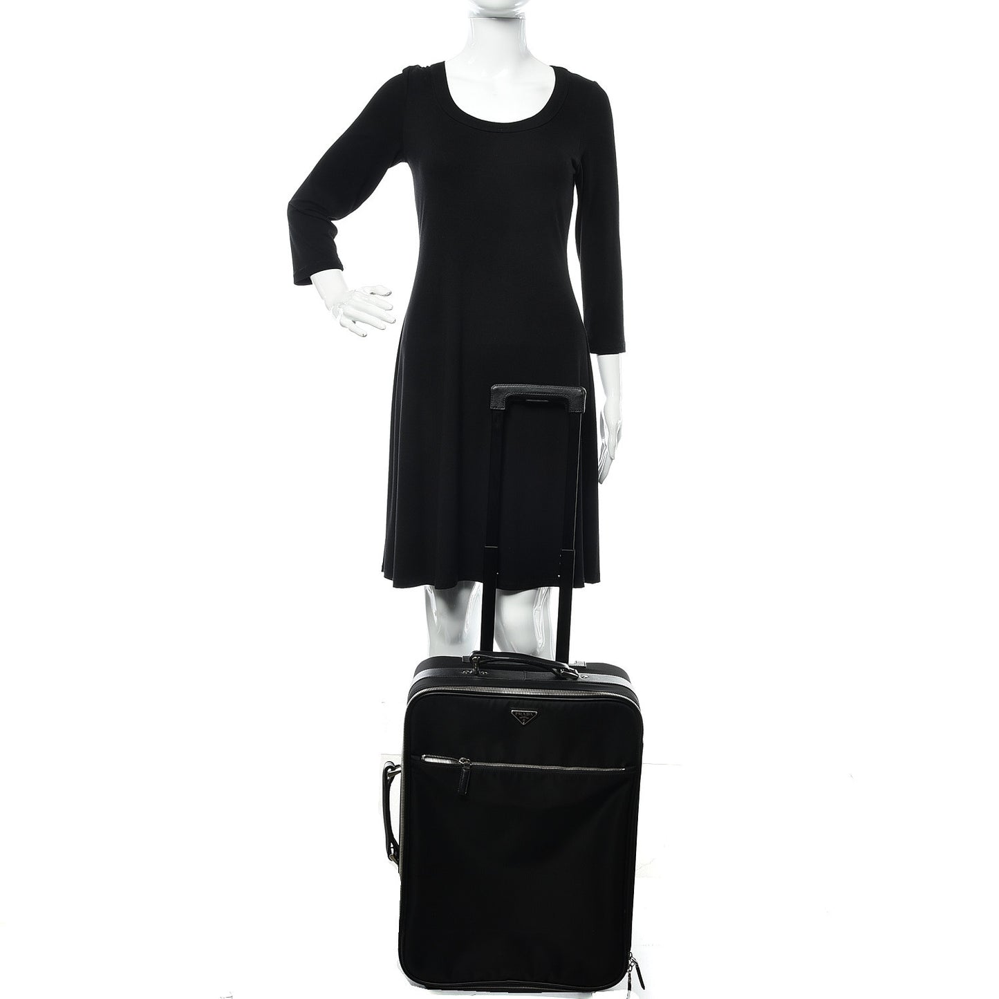 Tessuto Nylon Saffiano Trolley Luggage Black