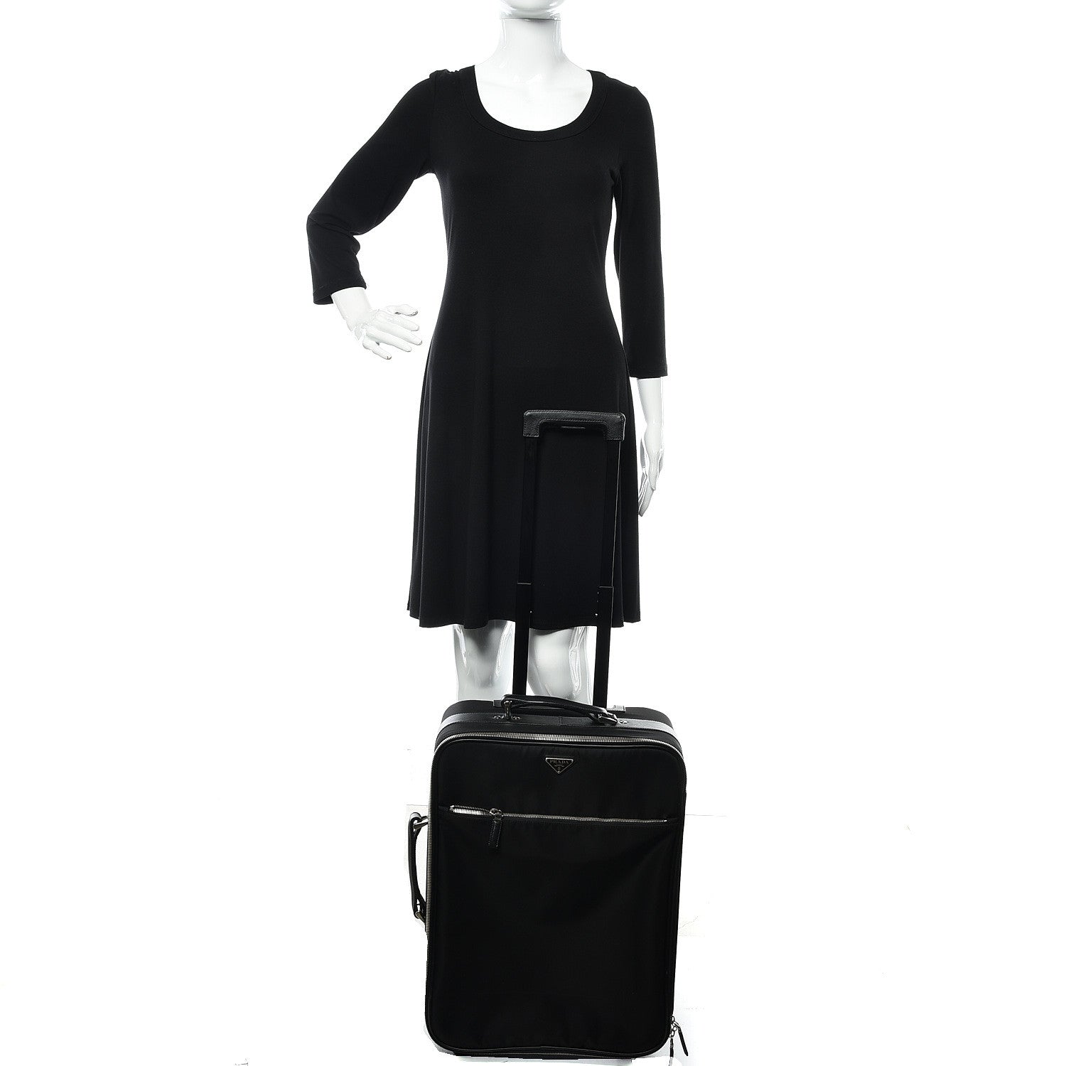 Prada Tessuto Nylon Saffiano Trolley Luggage Black 2 of 11