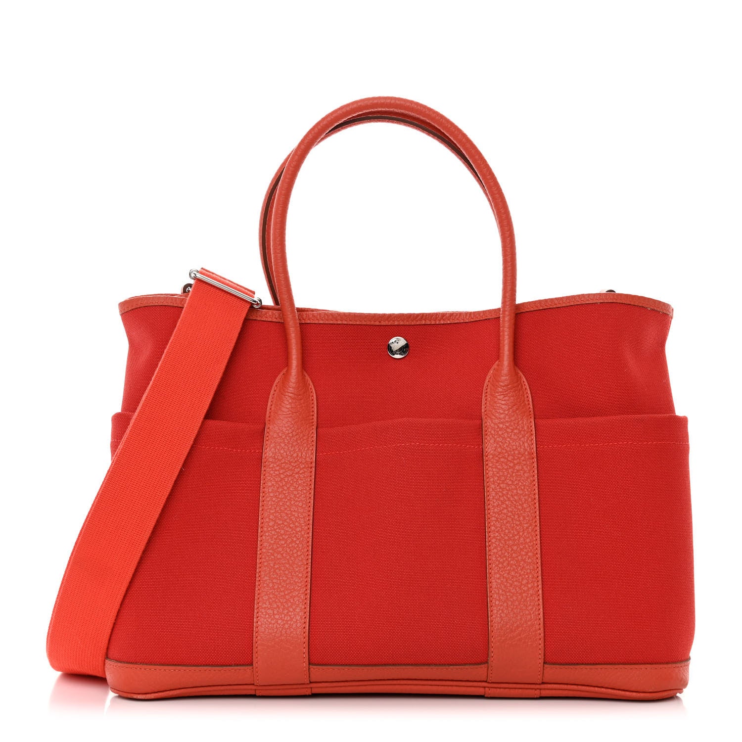 Hermes Toile Militaire Vache Country Garden Party Pockets 36 MM Rouge Tomate Capucine 1 of 17