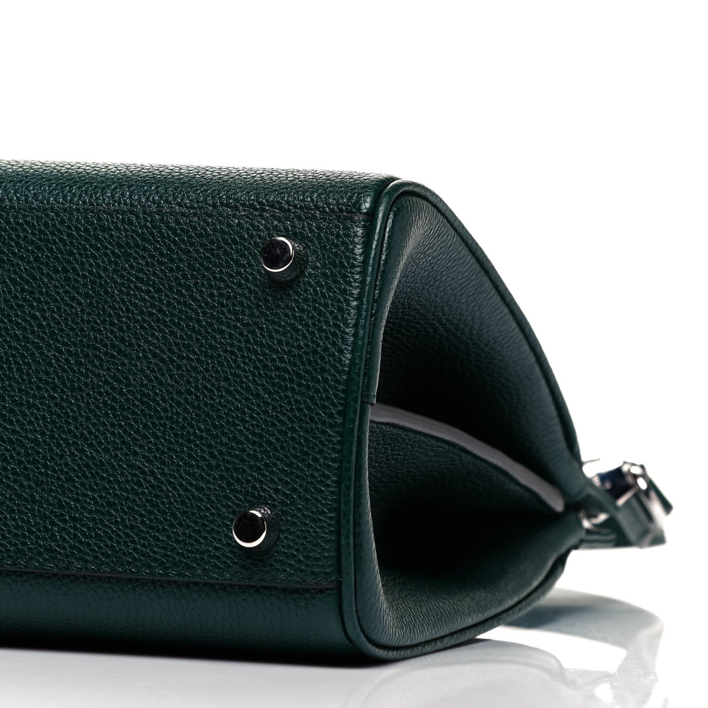 Grainy Calfskin Small Zumi Top Handle Bag Vintage Green