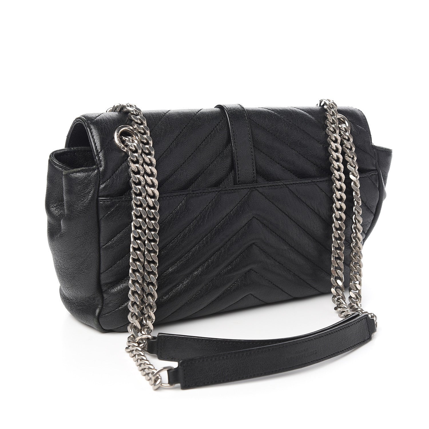 Saint Laurent Sheepskin Medium Tri-Quilt College Monogram Satchel Black 2 of 11