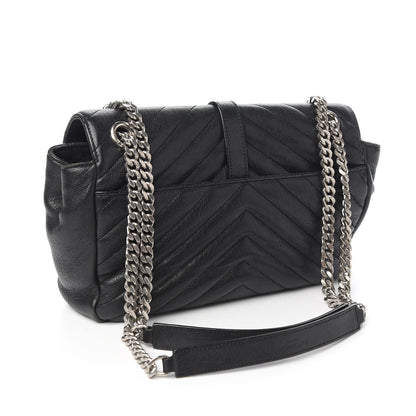 Saint Laurent Sheepskin Medium Tri-Quilt College Monogram Satchel Black 2 of 11