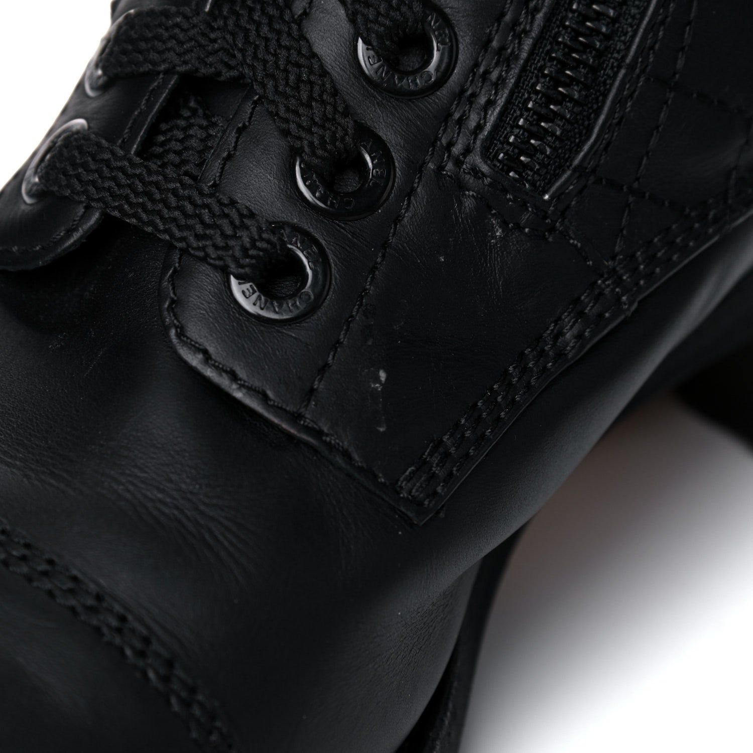 Chanel Calfskin Quilted Lace Up Combat Boots 40.5 Black 8 of 17