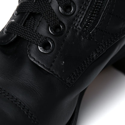 Chanel Calfskin Quilted Lace Up Combat Boots 40.5 Black 8 of 17