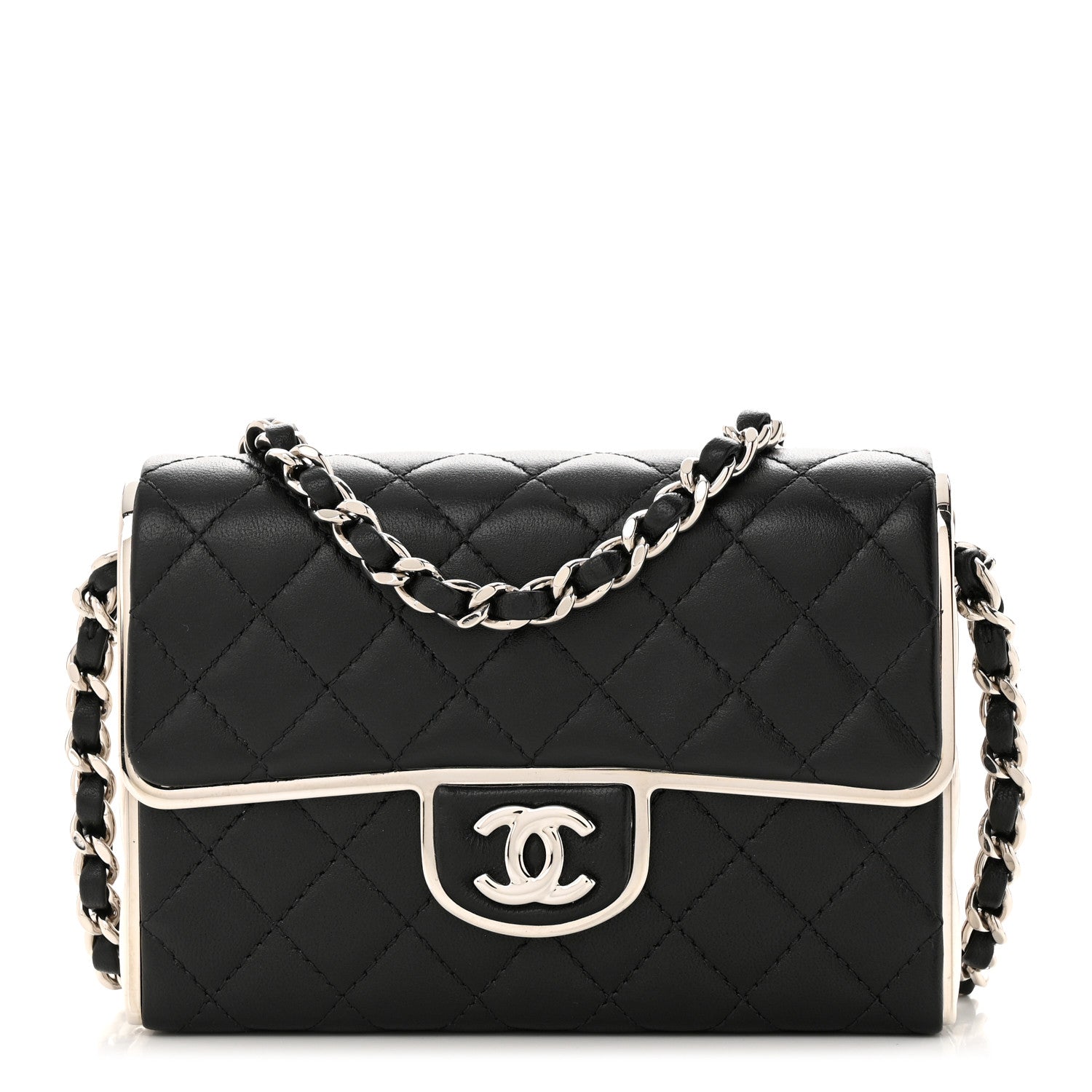 Chanel Lambskin Metal Quilted Small Evening Bag With Chain Black 1 of 11