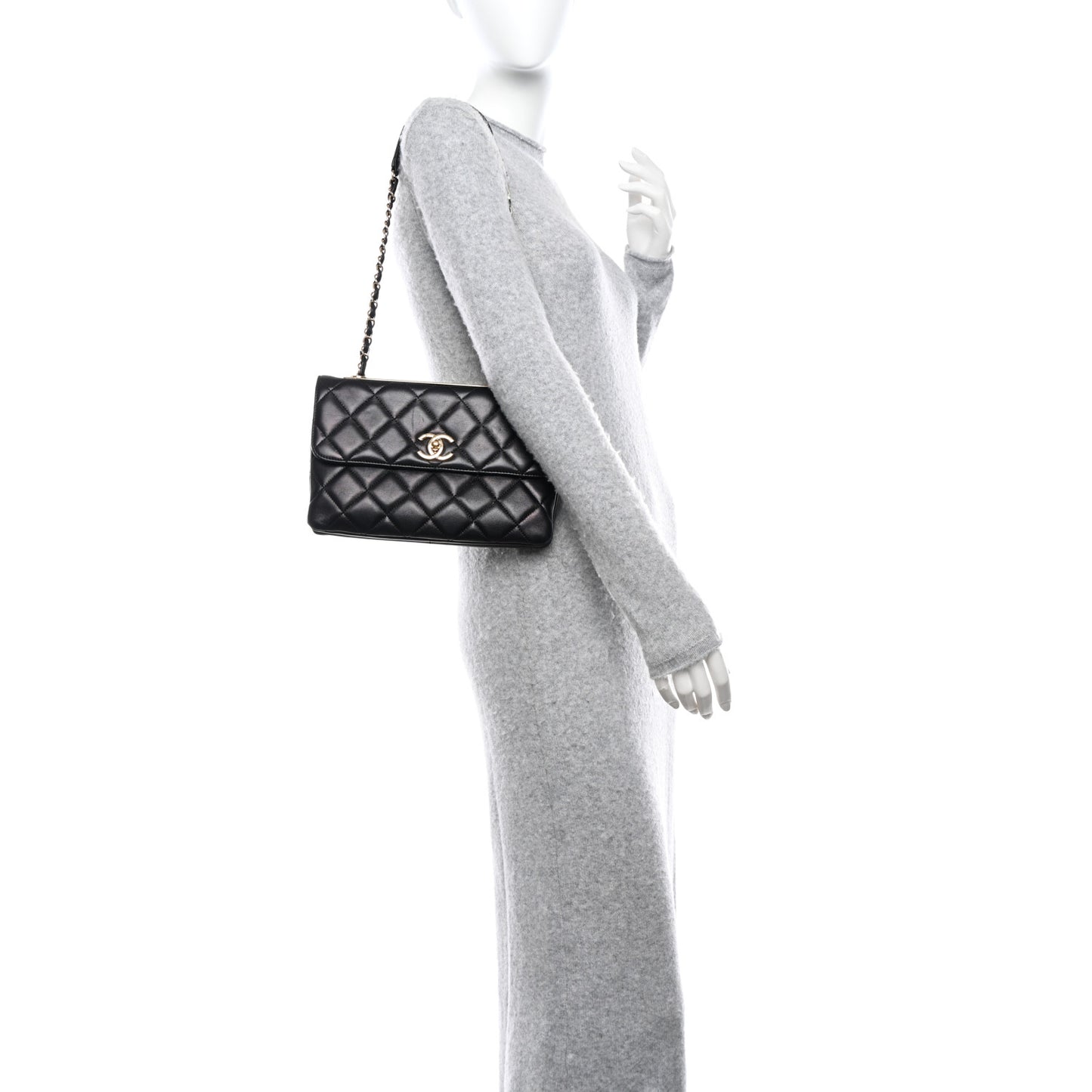 Lambskin Quilted Medium Trendy CC Flap Black