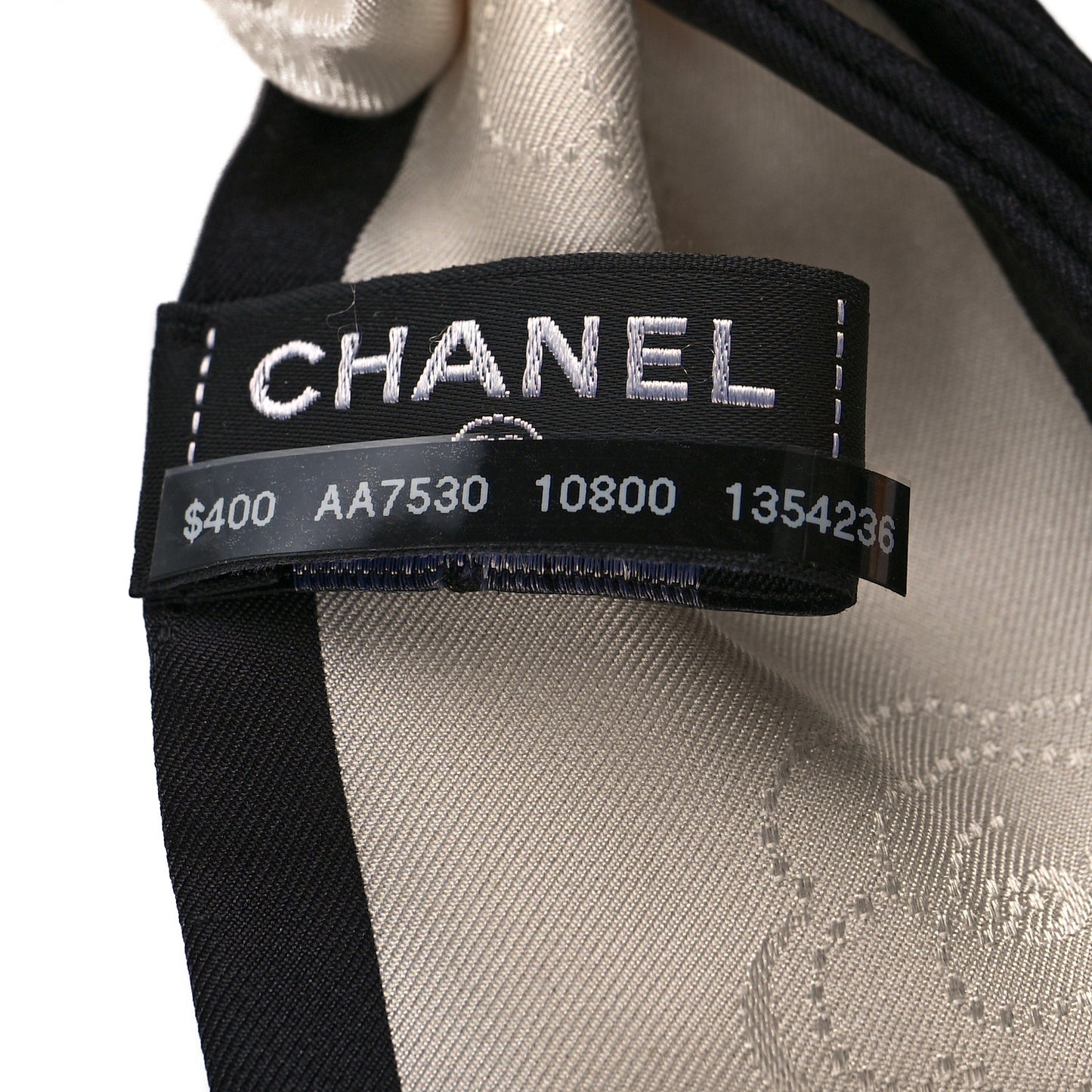 Silk Twill Hair Tie Ivory Black