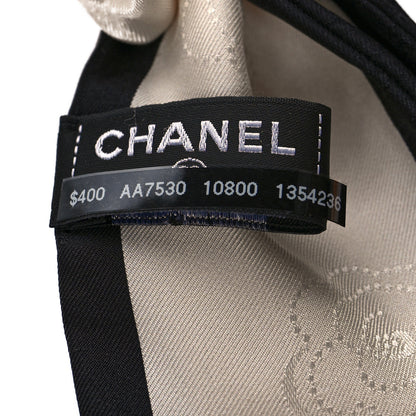Chanel Silk Twill Hair Tie Ivory Black 3 of 5
