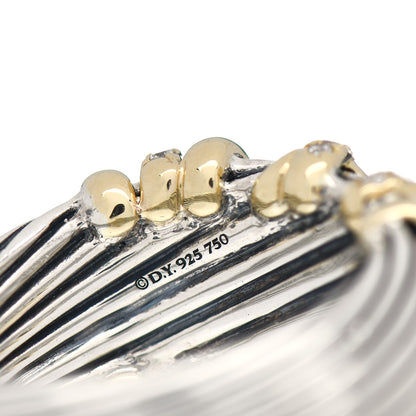 David Yurman Sterling Silver 18K Yellow Gold Diamond 15mm Helena Ring 60 9 5 of 5