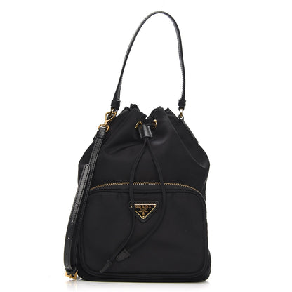 Prada Saffiano Tessuto Nylon Mini Bucket Crossbody Bag Black 1 of 7