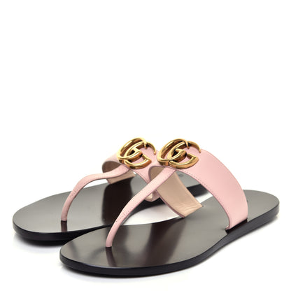 Gucci Calfskin GG Marmont Thong Sandals 35.5 Perfect Pink 3 of 7