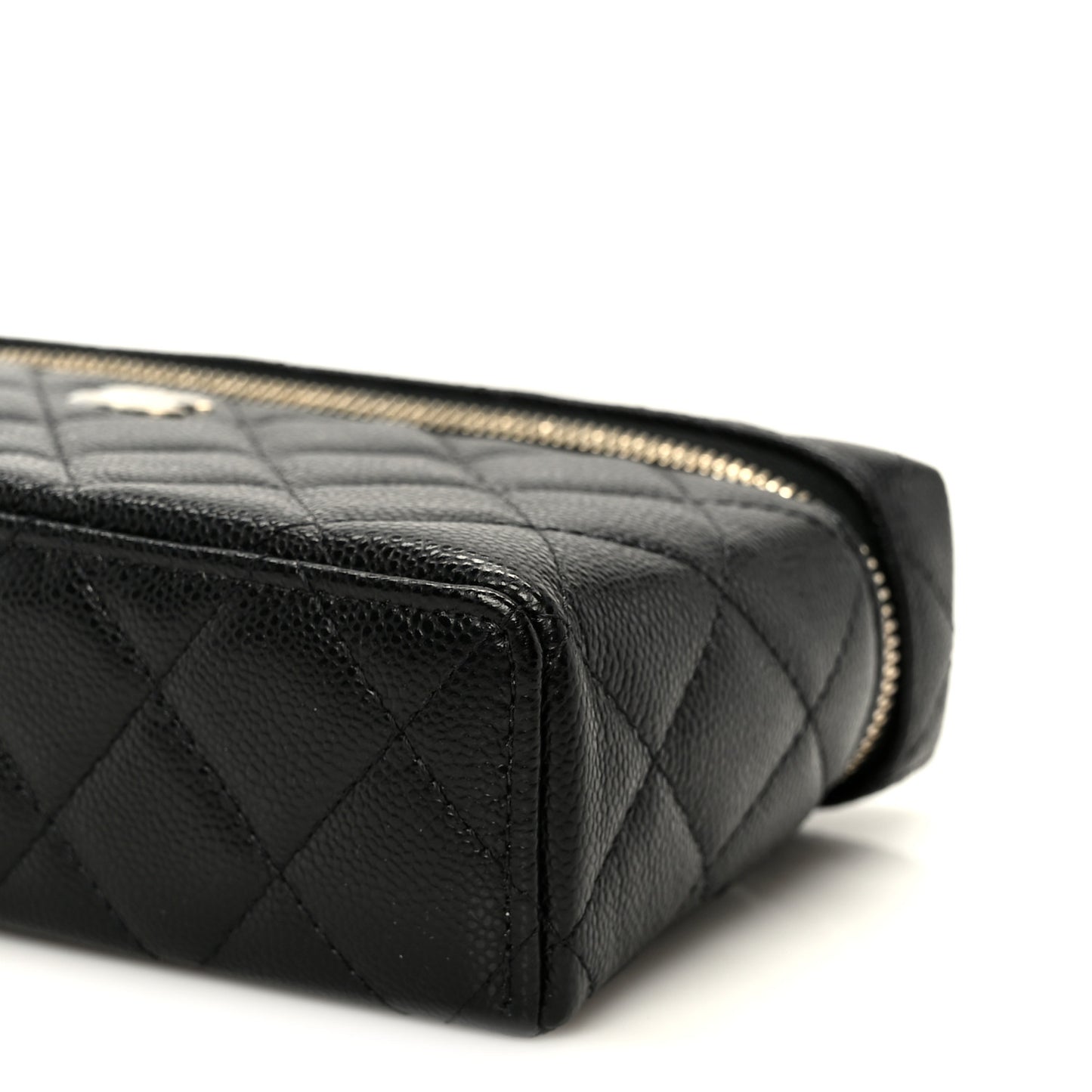Caviar Quilted Top Handle Slim Vanity With Chain Black