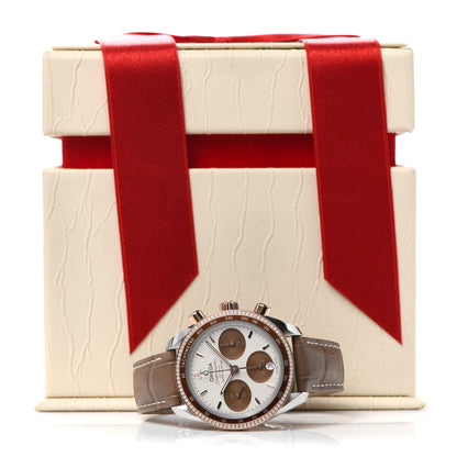 Omega Stainless Steel 18K Sedna Gold Alligator Diamond Bezel 38mm Speedmaster Chronograph Automatic Watch Brown 324.28.38.50.02.002 5 of 5