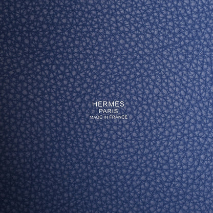 Hermes Taurillon Clemence Casaque Picotin Lock 18 PM Bleu Saphir Bleu Brighton 6 of 11