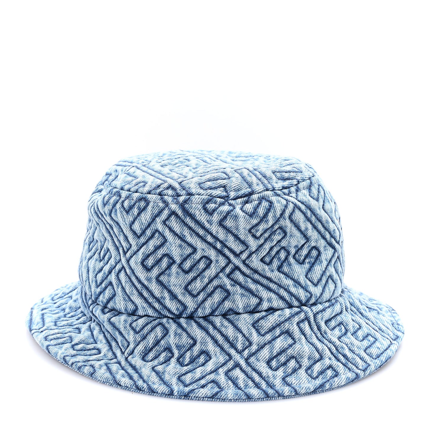Denim Embroidered FF Bucket Hat M Blue