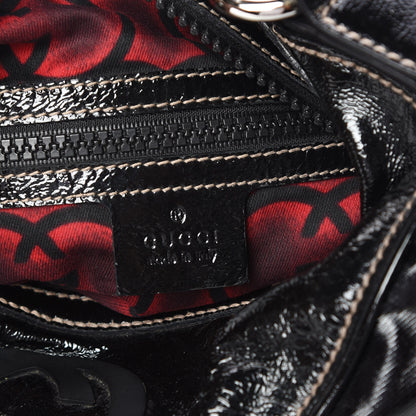 Gucci Patent Calfskin Medium Snow Glam Hobo Black 9 of 11