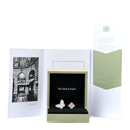 Van Cleef & Arpels 18K Rose Gold Diamond Mother of Pearl Lucky Butterfly Between The Finger Ring 10 62 6 of 6