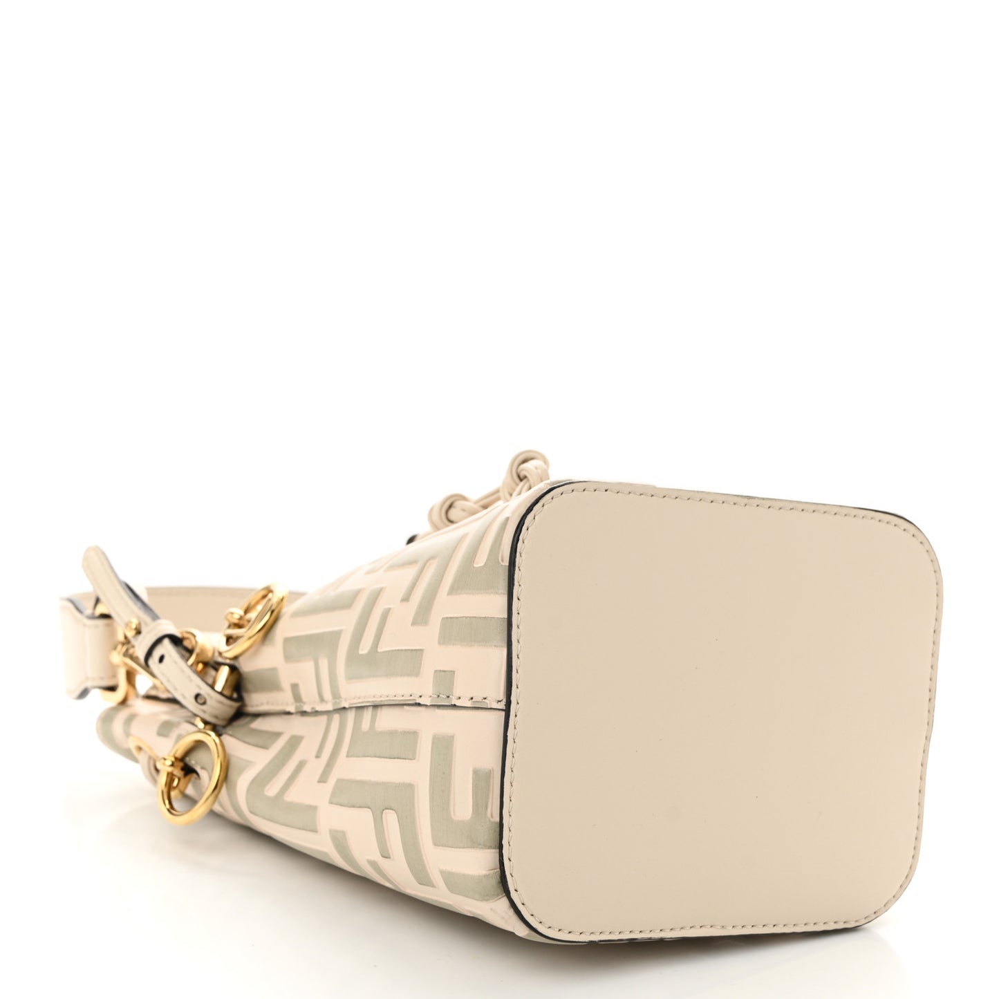 Vitello Liberty F is Fendi Bi-Color FF 1974 Embossed Mini Mon Tresor Bucket Bag Camelia Mandorlo