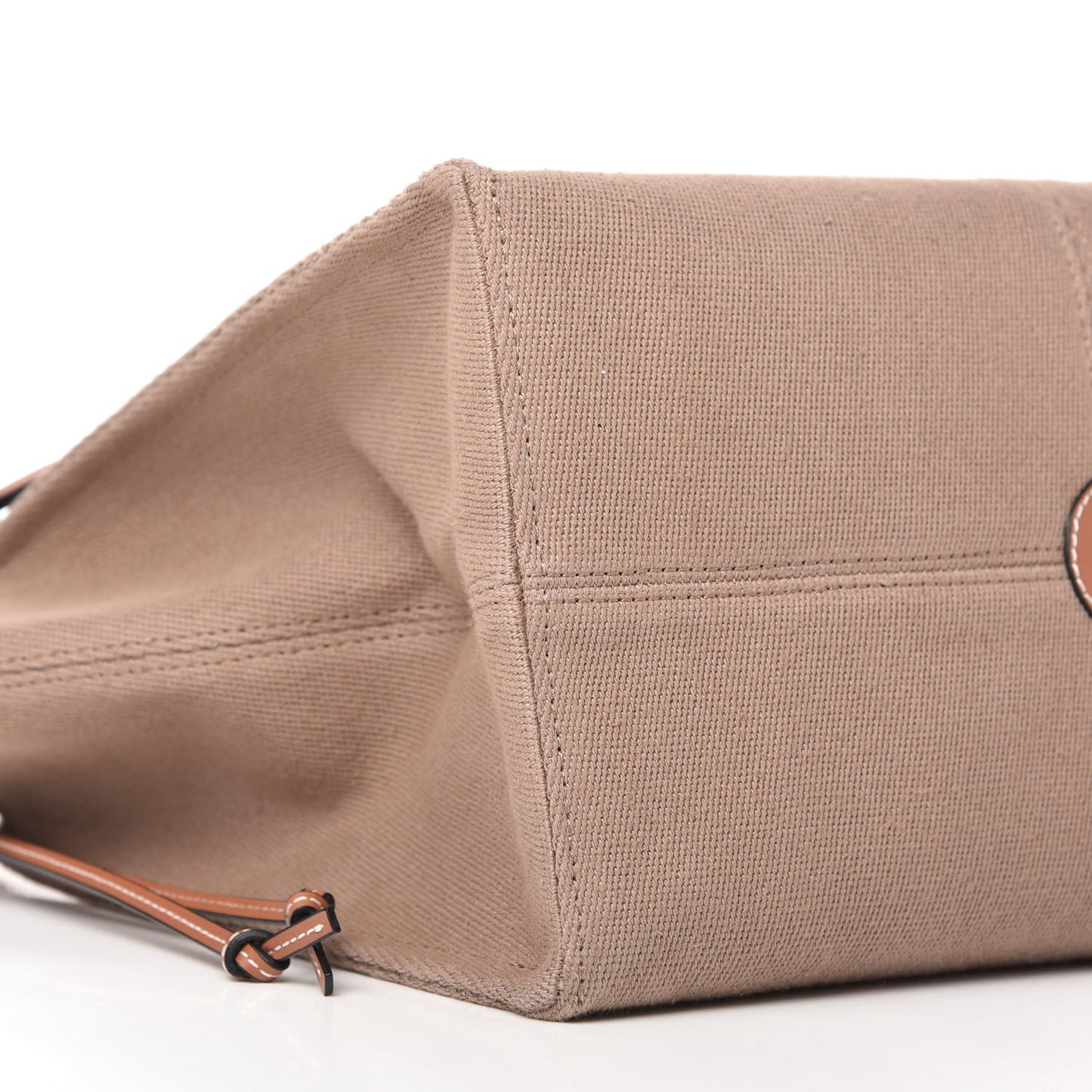 Canvas Calfskin Cushion Tote Taupe