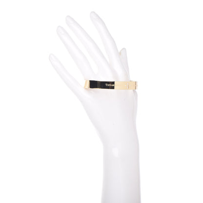 Tiffany 18K Yellow Gold Diamond Narrow Locks Bangle Bracelet 2 of 4