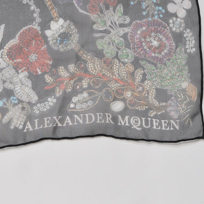 Alexander McQueen Silk Chiffon Wild Meadow Shawl Black 3 of 4
