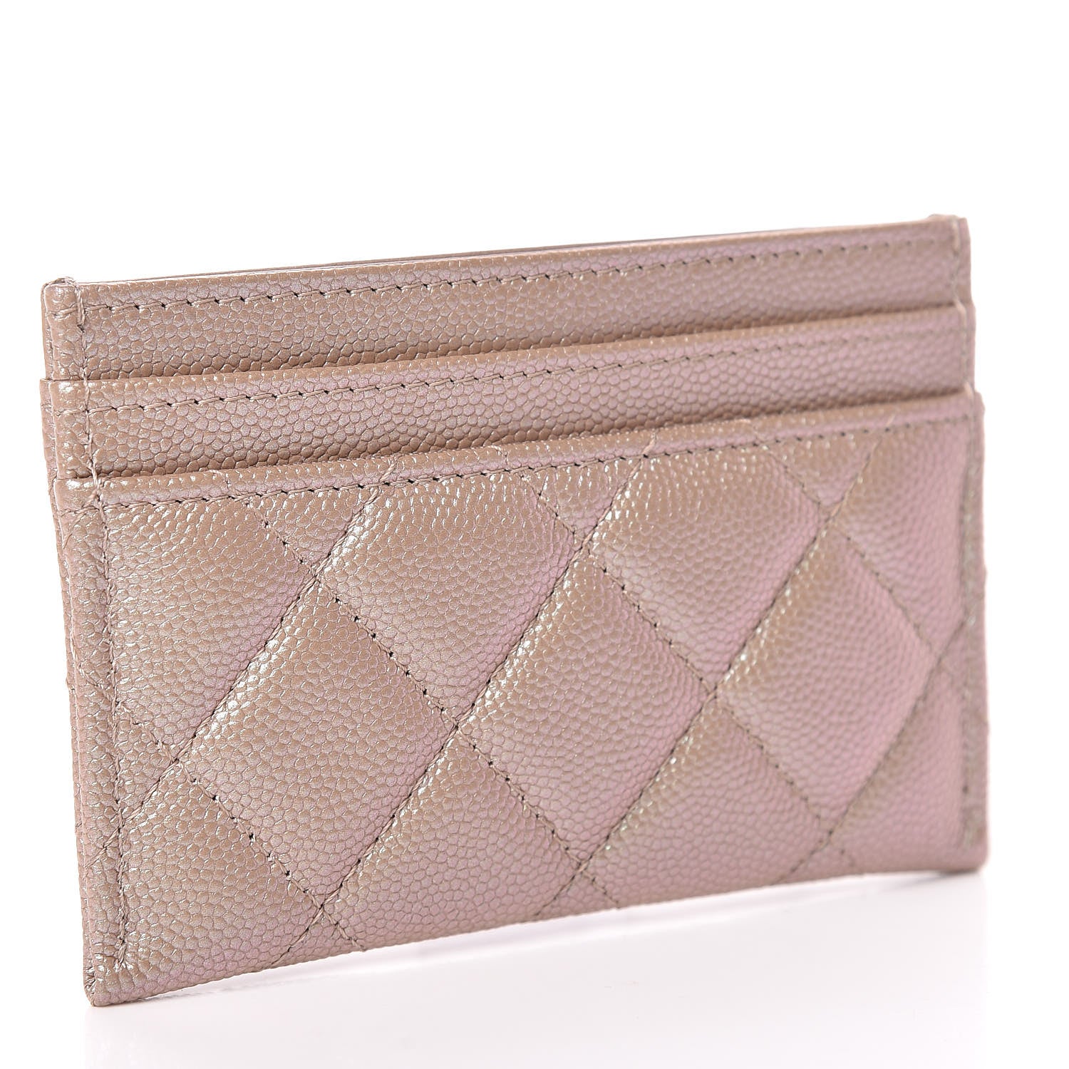 Chanel Iridescent Caviar Quilted Card Holder Beige 3 of 9