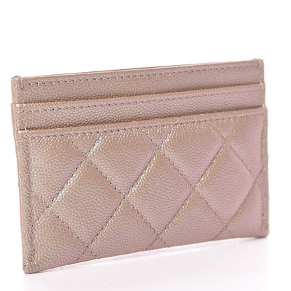 Chanel Iridescent Caviar Quilted Card Holder Beige 3 of 9