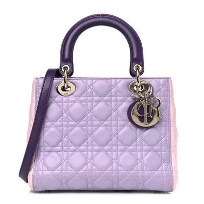 Christian Dior Lambskin Cannage Medium Tri-Color Lady Dior Purple Light Pink 1 of 14
