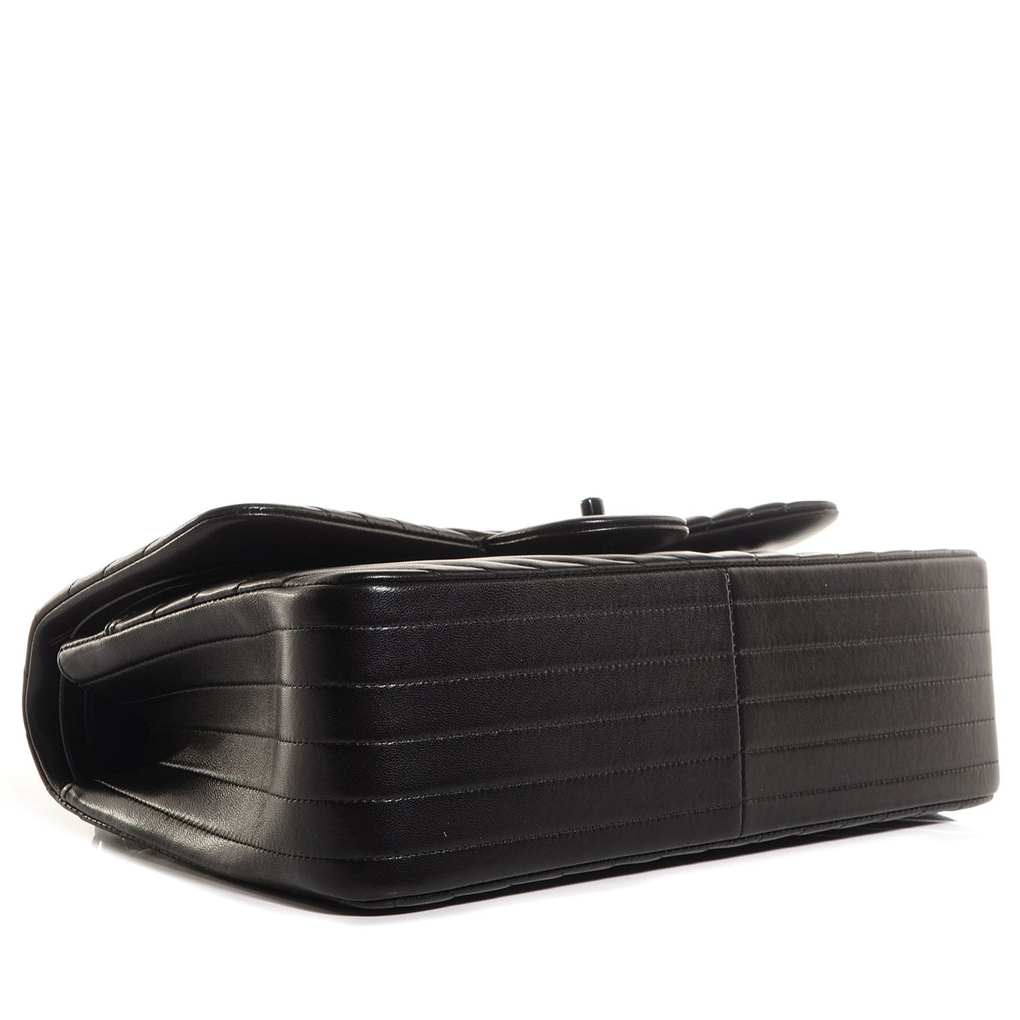 Lambskin Chevron Quilted Jumbo Double Flap So Black