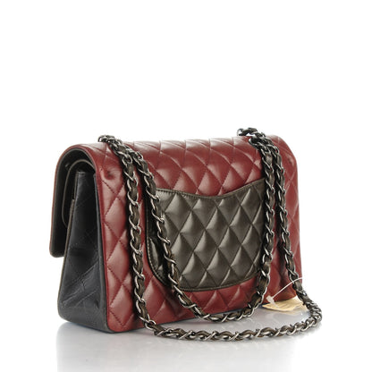 Chanel Lambskin Quilted Tri-Color Medium Double Flap Burgundy 3 of 8