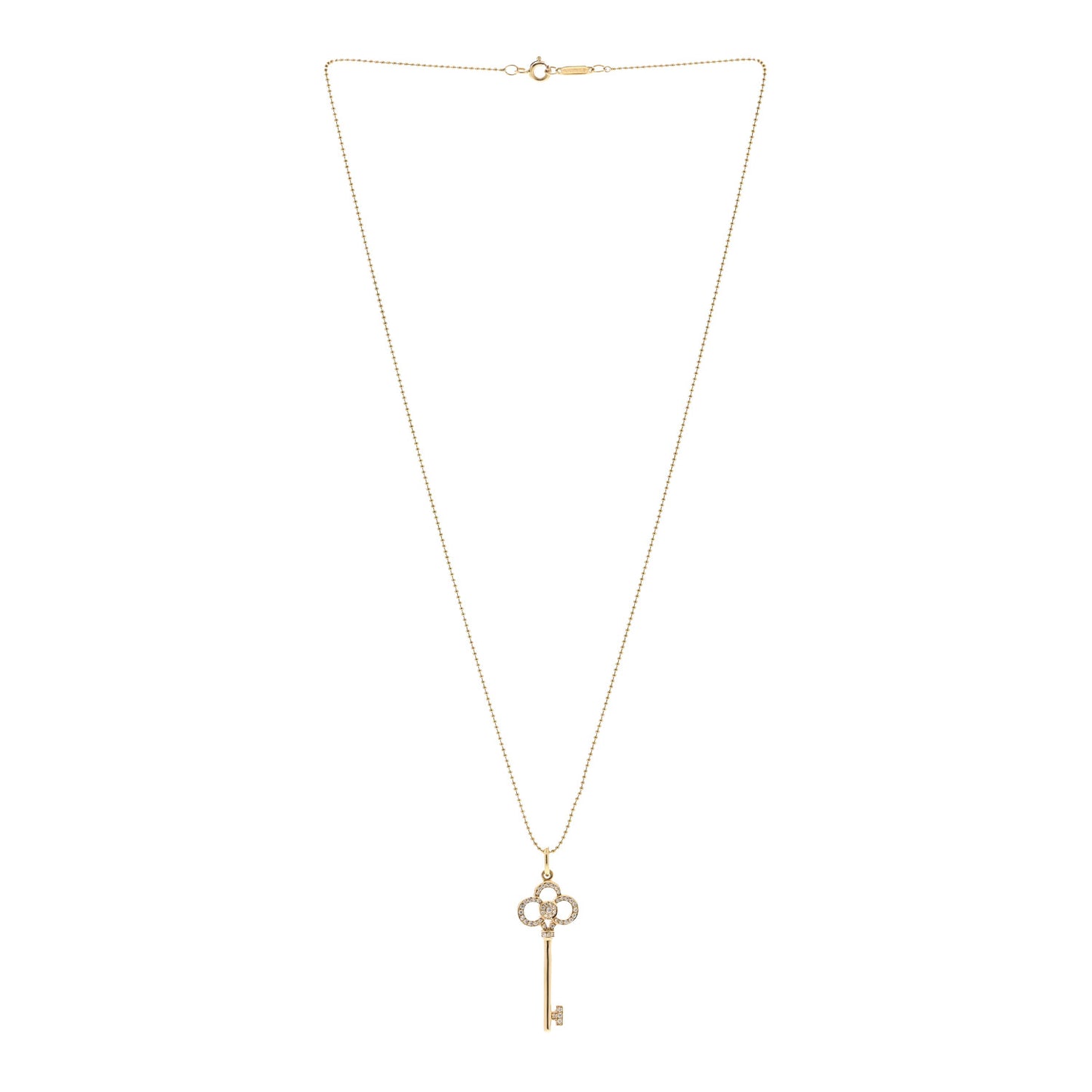 18K Yellow Gold Diamond Crown Key Pendant Necklace
