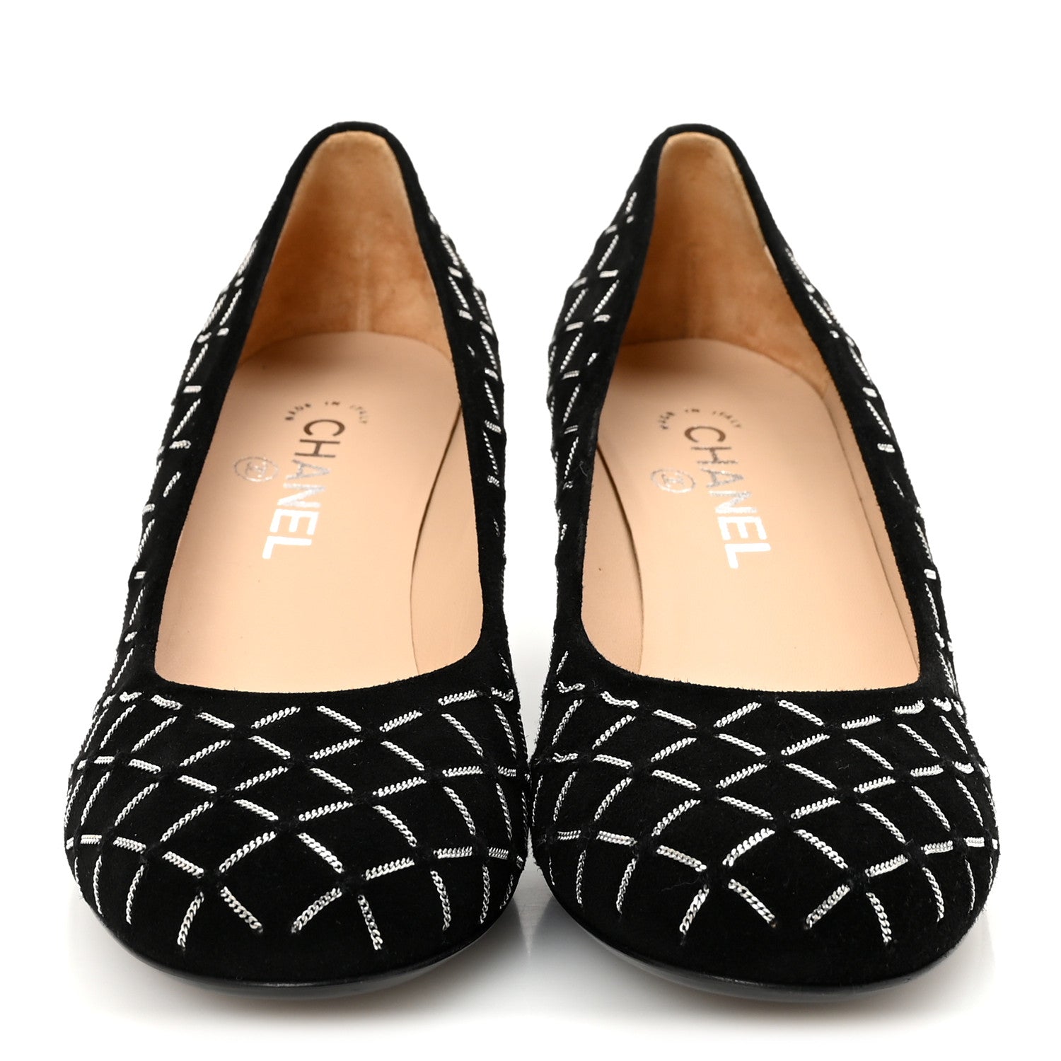 Chanel Kid Suede Chain Quilted Pumps 40 Black 3 of 9