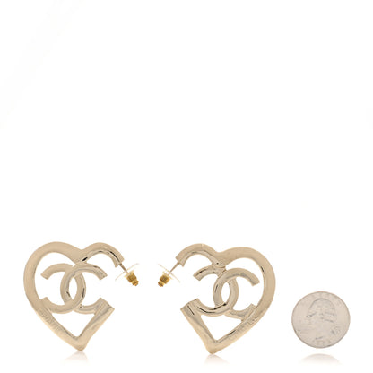 Chanel Metal CC Heart Coco In Love Hoop Earrings Gold 2 of 6