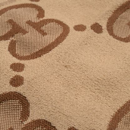 Gucci Wool Jacquard Monogram Jumbo GG Lady Nest Scarf Beige Dark Brown 9 of 9