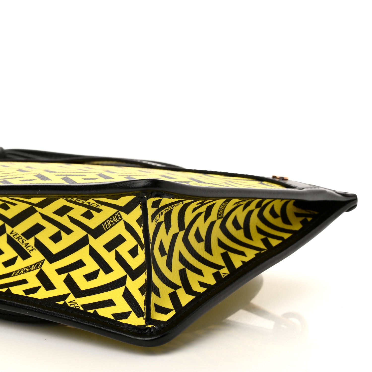 Versace Coated Canvas Large La Greca Signature Pouch Yellow Black 9 of 9