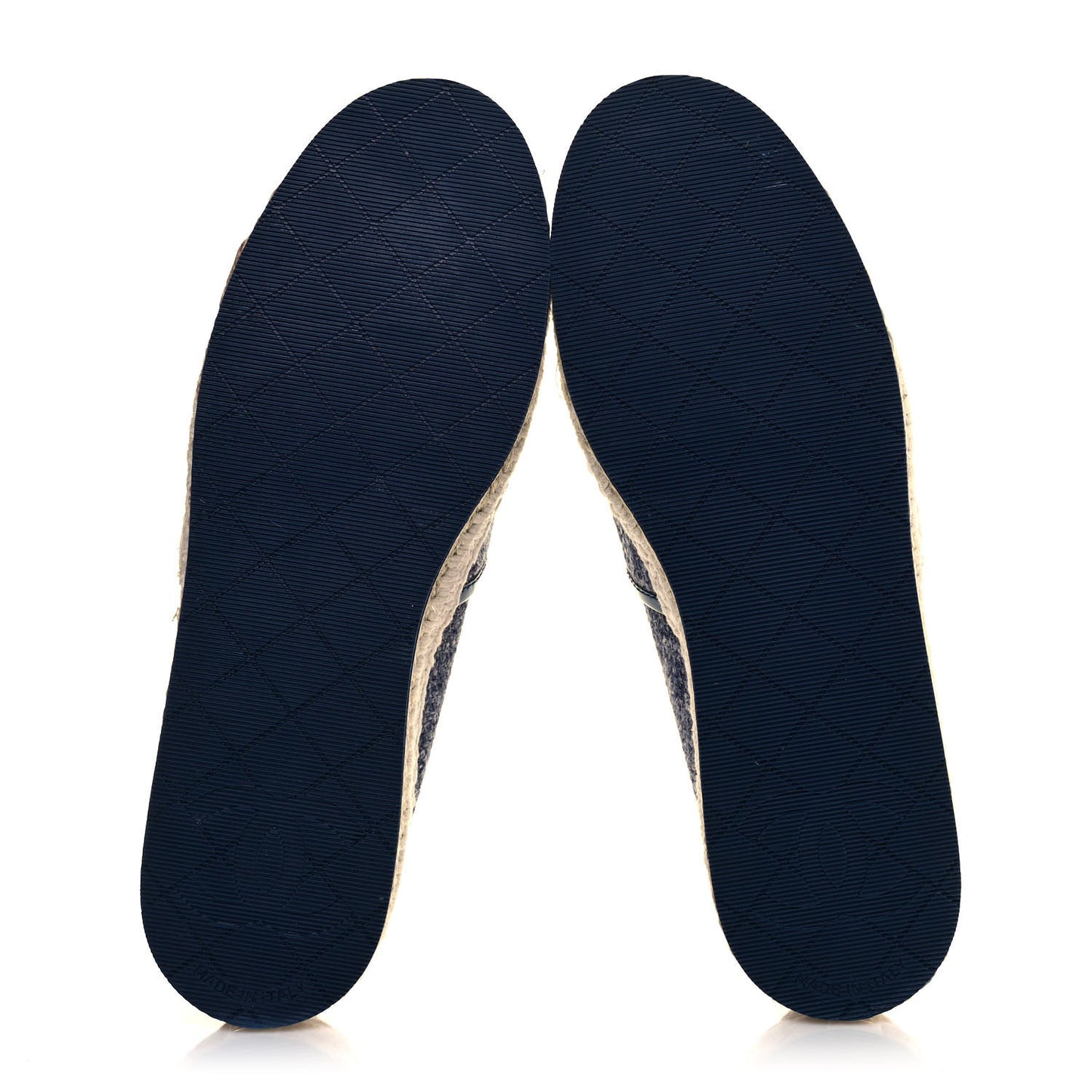 Fabric Patent Calfskin CC Espadrilles 38 Blue