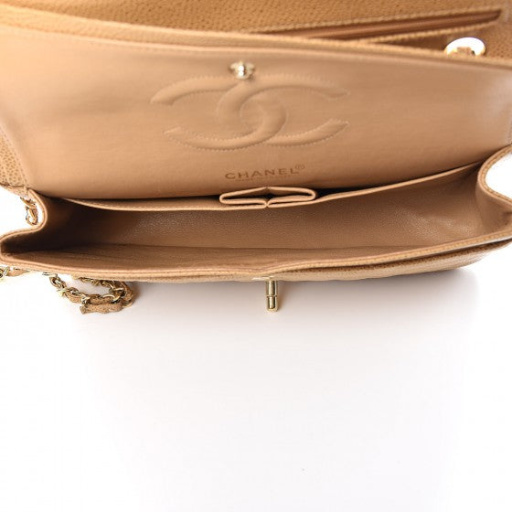 Chanel Caviar Quilted Medium Double Flap Beige 6 of 13