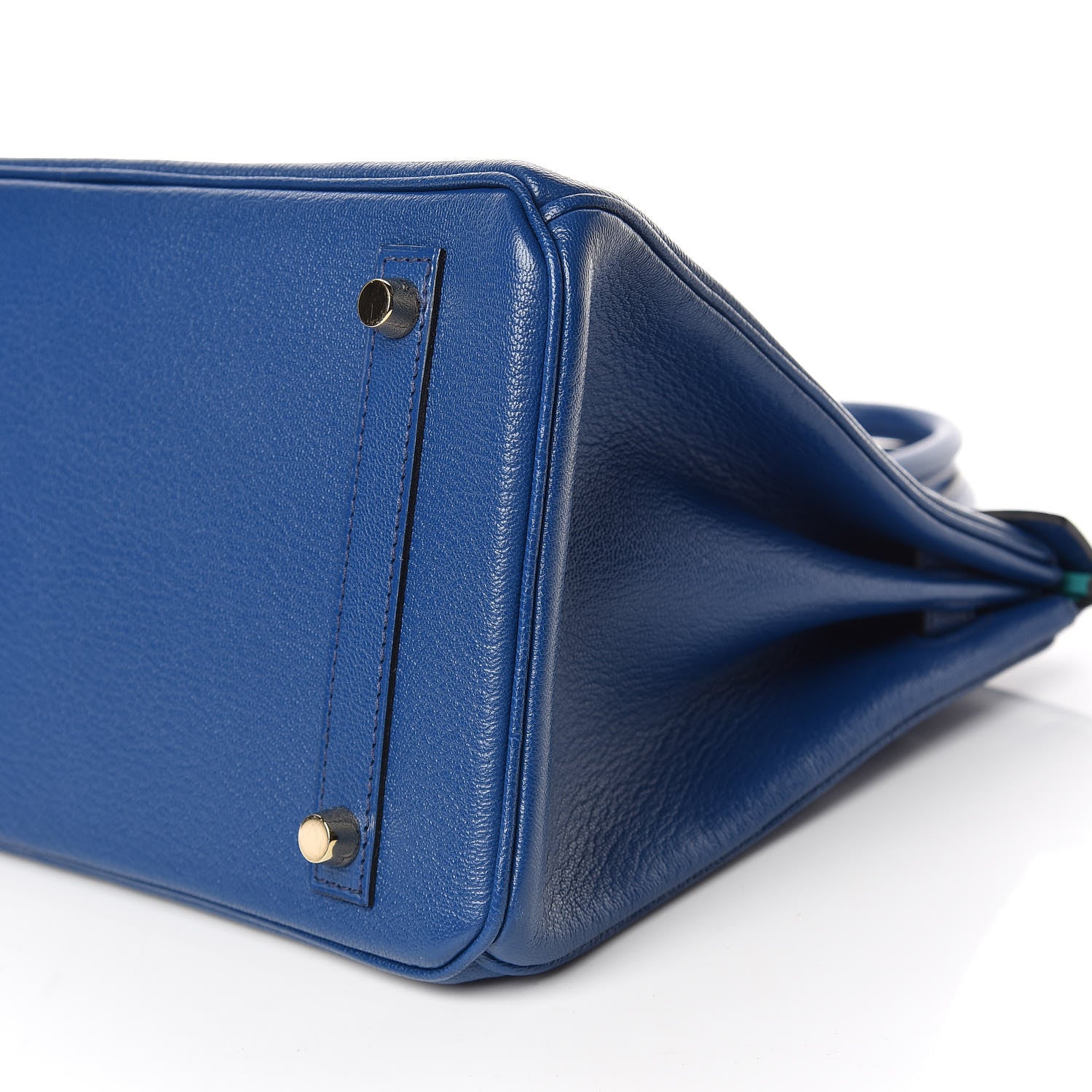 Hermes Chevre Mysore Bi-Color Horseshoe Birkin 30 Bleu Sapphire Paon 8 of 37