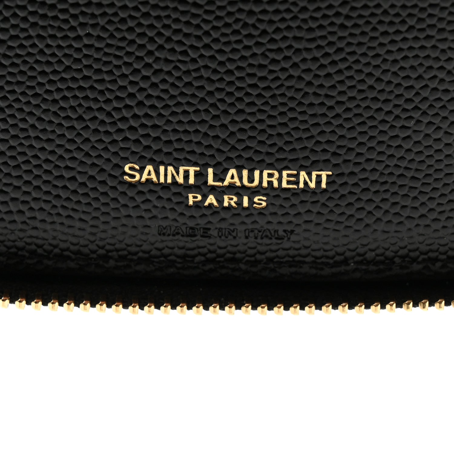 Saint Laurent Grain De Poudre Matelasse Chevron Monogram Compact Zip Around Wallet Black 6 of 6