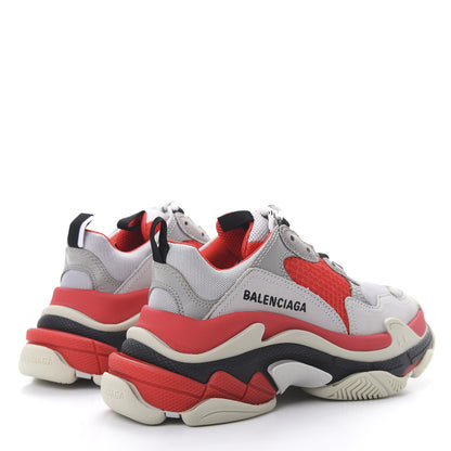 Balenciaga Fabric Mesh Womens Triple S Sneakers 35 Red Grey White 4 of 7
