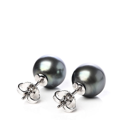 Tiffany 18K White Gold Tahitian Black Pearl 9-10mm Stud Earrings 3 of 5